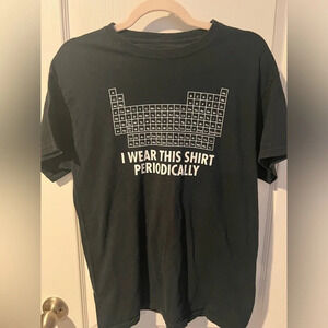 Periodic table pun t-shirt no size tag measurements listed.